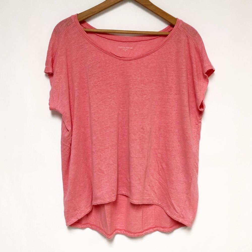 Eileen Fisher Pink Ribbed 100% Linen Top Women’s Size XS - Picture 2 of 9